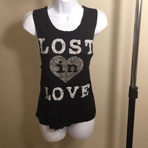Rhinestone heart black t-shirt